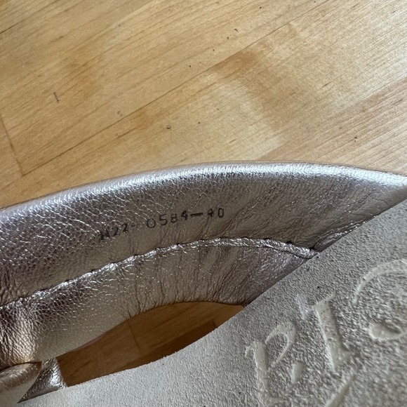 Pedro Garcia Metallic Gold Leather Platform Wedge Sandals Mules Size 40 US 10 - Picture 9 of 11